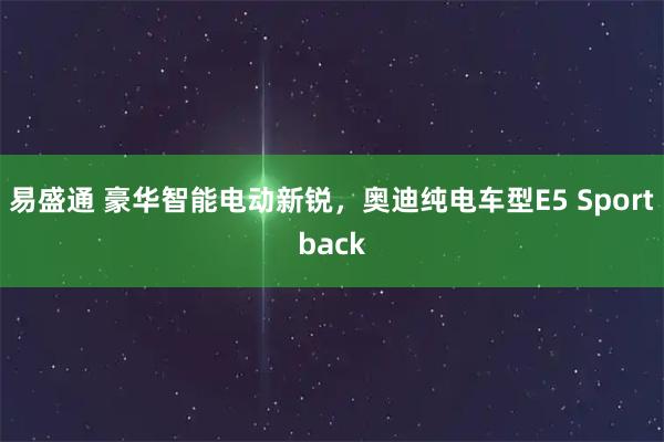 易盛通 豪华智能电动新锐，奥迪纯电车型E5 Sportback